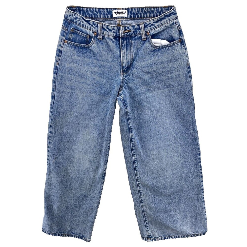 RSQ Low Rise Wide Leg Jeans Size 29x31 100% Cotton Acid Wash Distressed Skate y2